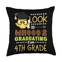 4th Grade Graduation Owl Look Who's Graduating From Fourth Throw Pillow