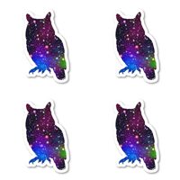 Owl Sticker Bright Galaxy Stickers (4 Pack) - Laptop Stickers - 2.5 Inches Vinyl Decal - Laptop, Pho