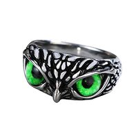 SINLEO Stainless Steel Signet Biker Ring Vintage Animal Demon Eye Owl Rings for Men Women Statement 