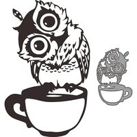 Animal Owl Metal Die Cuts,Owl on Cup Cutting Dies Cut Stencils for DIY Scrapbooking Cards Decorative