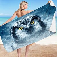 LIGUOGUO Owl Beach Towel Large, Microfiber Beach Towel Large, 30x60 inch, Quick Dry Bath Towel for B