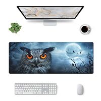 Moon Owl Mouse Pad Stitched Edge XL Large Mousepad 31.5" X 12" Rubber Base Non Slip Desk M