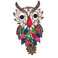 CYPINA Vintage Gold Tone Opens Prism Black Eyes Colorful Rhinestones Owl Brooch for Wisdom Symbol Je