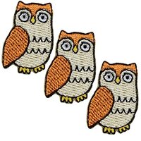 Mini Owl Applique Patch - Hoot Owl, Animal Badge 1" (3-Pack, Iron On) Embroidered Iron on Patch