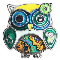 DOWAY Enamel Flower Owl Gifts Cute Owl Brooch Pins for Women Fashion Jewelry Charms (Green)