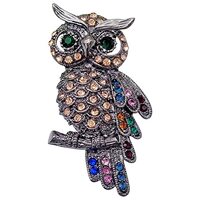 Navachi 18k Gold Plated Colorful Crystal Black Bird Owl Az7209 Brooch pins