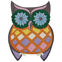 Groovy Owl Patch Embroidered Badge Biker Applique Iron On Sew On Emblem