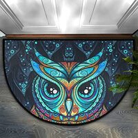 cfpolar Ethnic Owl Half Round Door Mat for Indoor Entrance Non-Slip Soft Boho Half Circle Area Rug W