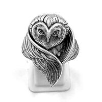 Rare ANTIQUE SILVER Ring Gothic Owl Ring Adjustable Statement Ring 925 Sterling Silver Ring Oxidized