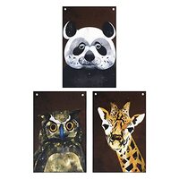 CosplayStudio Hanging Canvas Wall Art Painting Pack of 3 Ink And Wash Style Animals Tapestry Pandas 