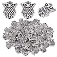 50pcs Tibetan Owl Spacer Beads Vintage Alloy Animal Night Owl Loose Beads Decorative Accessories for