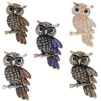 GOLDEN STRAWBERRY 5 PCS Rhinestone Crystal Elegant Owl Fashion Brooch Pin Lapel Pins for Women (5 Co
