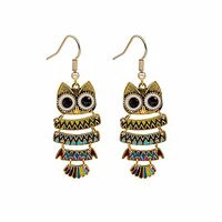 Boho Vintage Owl Drop Earrings,Cute Animal Owl Dangle Earrings Enamel Owl Hook Dangle Earring Jewelr