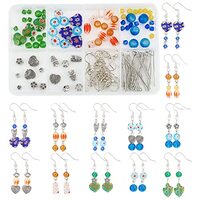 SUNNYCLUE 1 Box DIY 12 Pairs Glass Flower Beads Owl Beads Millefiori Lampwork Beads Spacer Beads for
