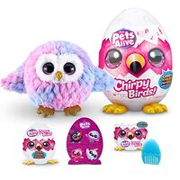 Pets Alive Chirpy Birds (OWL) by ZURU, Electronic Pet That Speaks, Giant Surprise Egg, Stickers, Com