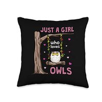 Just A Girl Who Loves Owls Funny Owl Lover Swinging Owl Throw Pillow