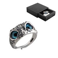 OHEPFD Demon Eye Owl Ring Retro Open Adjustable Animal Personalized Statement Ring Jewelry for Women