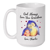 Custom Grandma Mug, Owl Love You Grandma Coffee Mug, Custom Grandma Mug Gifts From Kids, Birthday Gi