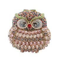 UMREN Cute Owl Clutch Women Crystal Evening Bags Luxury Handbag Rhinestone Wedding Party Purse Light