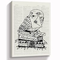 hold fizz Owl And Envelope Canvas Wall Art Prints Book Themed Art Decor for Book Club Story Club Bed
