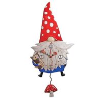 Enesco Allen Designs Wren The Gnome Holding an Owl Sculpted Pendulum Wall Clock, 14.96 Inch, Multico