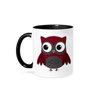 3dRose Coffee Mug, Size - 15oz - Cute Ruby Red Houndstooth Patterned Owl Owls - funny coffee cup gif