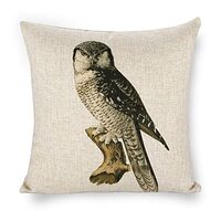 Linen Pillow Case Owl Pattern 18x18 Inch Double Sided Decorative Cushion Cover for Sofa Bed Chair Ca