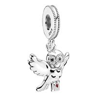 Owl Dangle Charm 925 Sterling Silver Pendant,Girl Jewelry Beads Gifts for Women Bracelet&Necklac