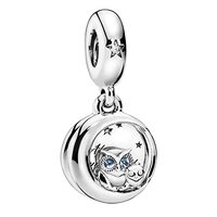 Always by Your Side Owl Dangle Cubic Zirconia Charm 925 Sterling Silver Pendant,Girl Jewelry Beads G