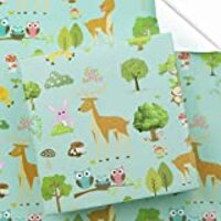 Birthday Wrapping Paper For Kids Girls Boys, Animal Green Forest Design Gift Wrap Paper for Birthday