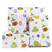 Owl Wrapping Paper Set of 4 Sheets Folded Flat 20x28 inches Per Sheet For Kids Girls Boys, Colorful 