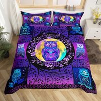 Castle Fairy Colorful Owl Bedding Set Cute Animals Comforter Cover Set for Kids Teens Women Room Dec