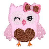 JPT - Owl Bird Pink Open one Eye Little Cute Bow Cartoon Patch Embroidered Applique Iron/Sew on Patc
