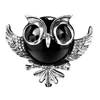 Retro Black Crystal Owl Brooch Pins Elegant Rhinestone Animal Lapel Brooches Novelty Funny Pins Fash