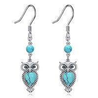 AOBOCO Turquoise Owl Earrings Sterling Silver Dangle Earrings Turquoise Jewelry Birthday Mothers Day
