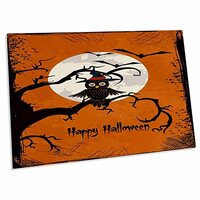 3dRose Halloween Owl On A Tree Branch with A Moon and Bats - Desk Pad Place Mats (dpd-65456-1)