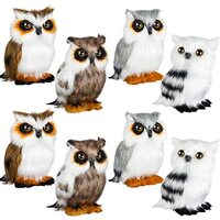 HyDren 8 Pieces Mini Stuffed Owl Plush Toy 3.2 Inch Soft Owl Stuffed Animal Gray Snowy Owl Plush Whi