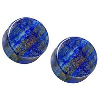 Pierced Owl AAA Grade Natural Lapis Lazuli Stone Double Flared Plugs, Sold as a Pair (16mm (5/8"