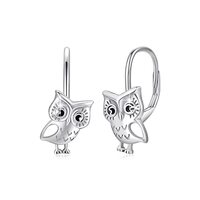 Owl Earrings Owl Leverback Earrings 925 Sterling Silver Animal Hypoallergenic Earrings for Sensitive