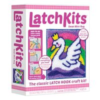 LatchKits Latch Hook Kit for Wall Hangings & Mini-Rugs - Swan - Craft Kit with Easy, Color-Coded