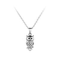 LSxAB Owl Animal Charm Necklaces Clear CZ Women Daughter Grandma Best Friends Wife Girlfriend Wisdom