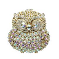UMREN Cute Owl Clutch Women Crystal Evening Bags Luxury Handbag Rhinestone Wedding Party Purse Gold 