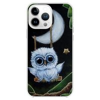 FancyCase for iPhone 14 Pro Max Case (6.7inch)-Lovely Moon Owl Design Cartoon Animal Pattern Flexibl