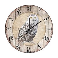 Retro Owl Wall Clocks 12x12 Inch,Round Decorative Wall Clock,Retro Hanging Silent PVC Wall Clock for