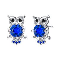 POPKIMI Sterling Silver Owl Earrings - Owl Jewelry Gifts for Women, September Birthstone Earrings (0