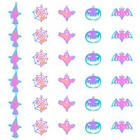 DICOSMETIC 30Pcs 5 Styles Halloween Charms Steel Stamping Blank Tag Pendants Rainbow Color Pumpkin W