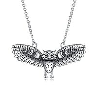 TYSO Owl Necklace for Women,925 Sterling Silver Oxidized Vintage Moon Phase Owls Pendant Necklace Je