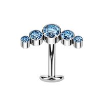 Pierced Owl 14GA F136 Implant Grade Titanium Threadless Convex Base CZ Crystal Curve Top Floating Be