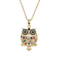 Sonateomber Gold Colorful Gems Owl Pendant Necklace for Women - Classy Dainty Pave CZ Cubic Zirconia