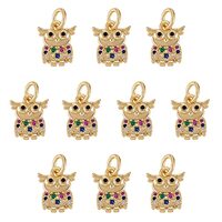 COGCHARGER 10 Pieces Owl Cubic Zirconia Charms Pendant Brass Animal Charm Real 18K Gold Plated Penda